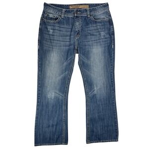 Rock & Roll Cowboy Double Barrel Relaxed Bootcut Jeans Size 38x32 Thick Stitch